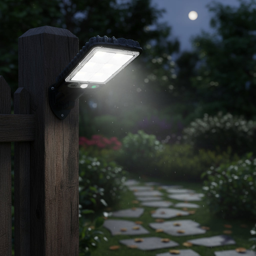 Lámpara Foco Solar Led Exterior 10w Sensor Movimiento Omio