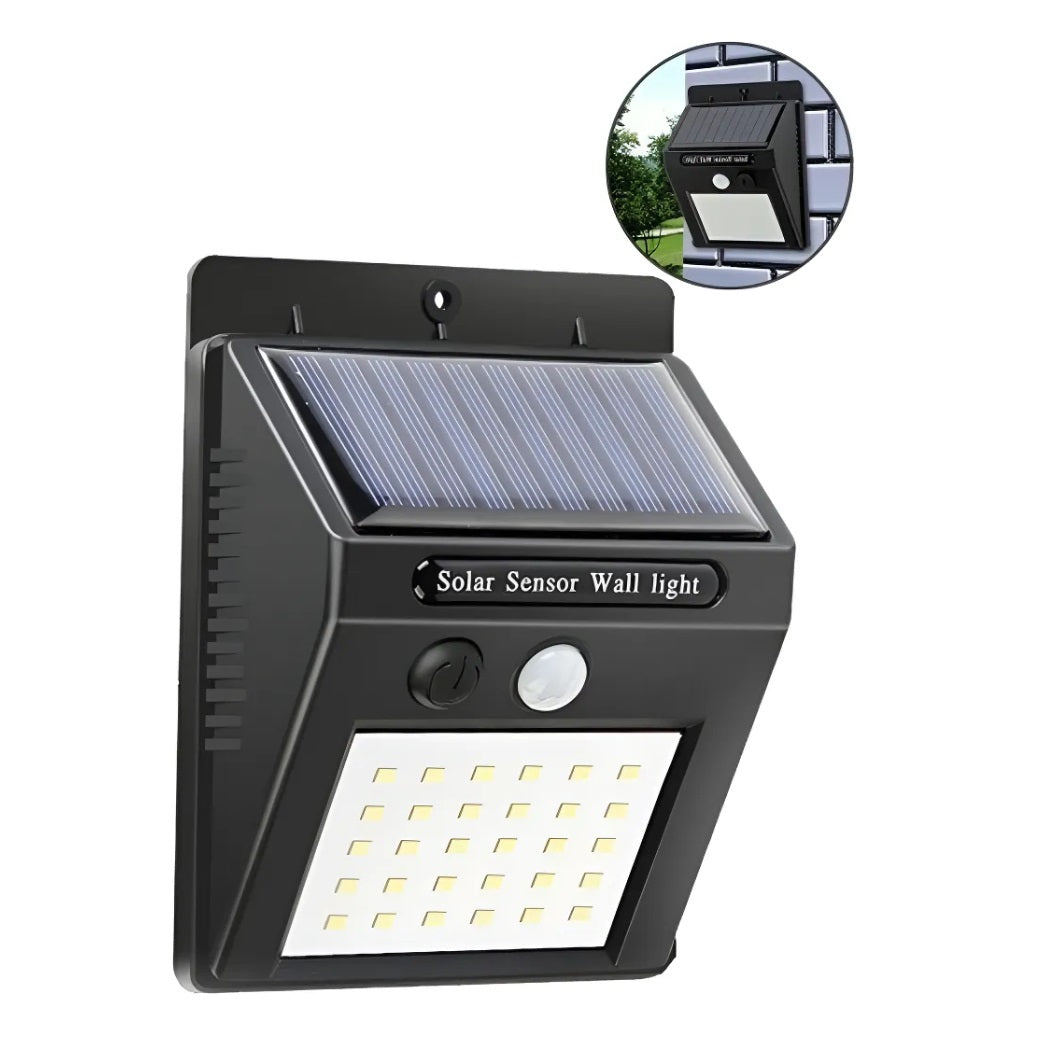 Pack X4 Luz Led Aplique Solar 5w 3000k Luz Cálida Negro