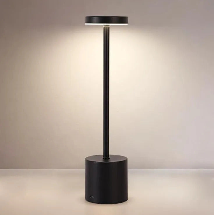 Lámpara Led Recargable Omio Touch Táctil 3 Tonos De Luz Negro