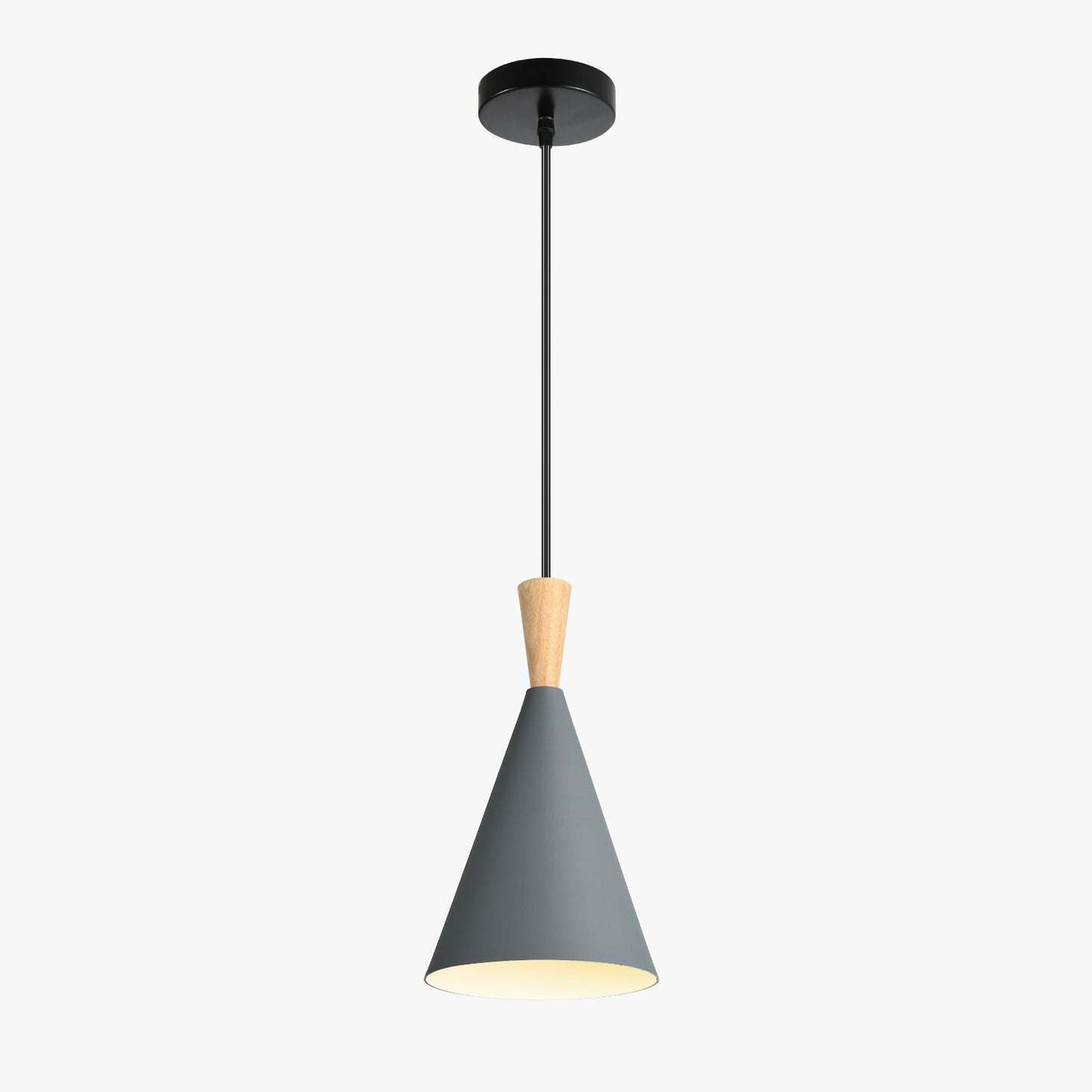 Lampara Omio de Colgar Modelo Cono Gris Luna