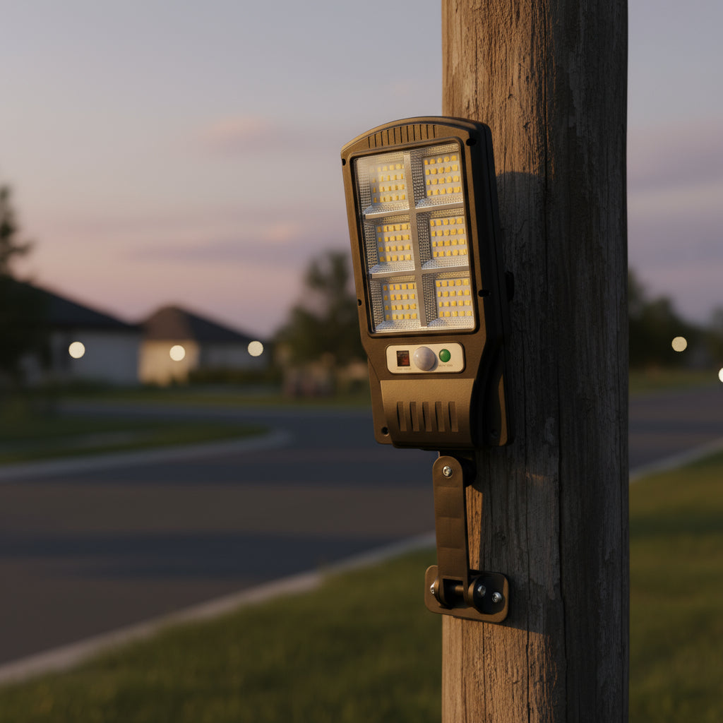 Lámpara Foco Solar Led Exterior 10w Sensor Movimiento Omio