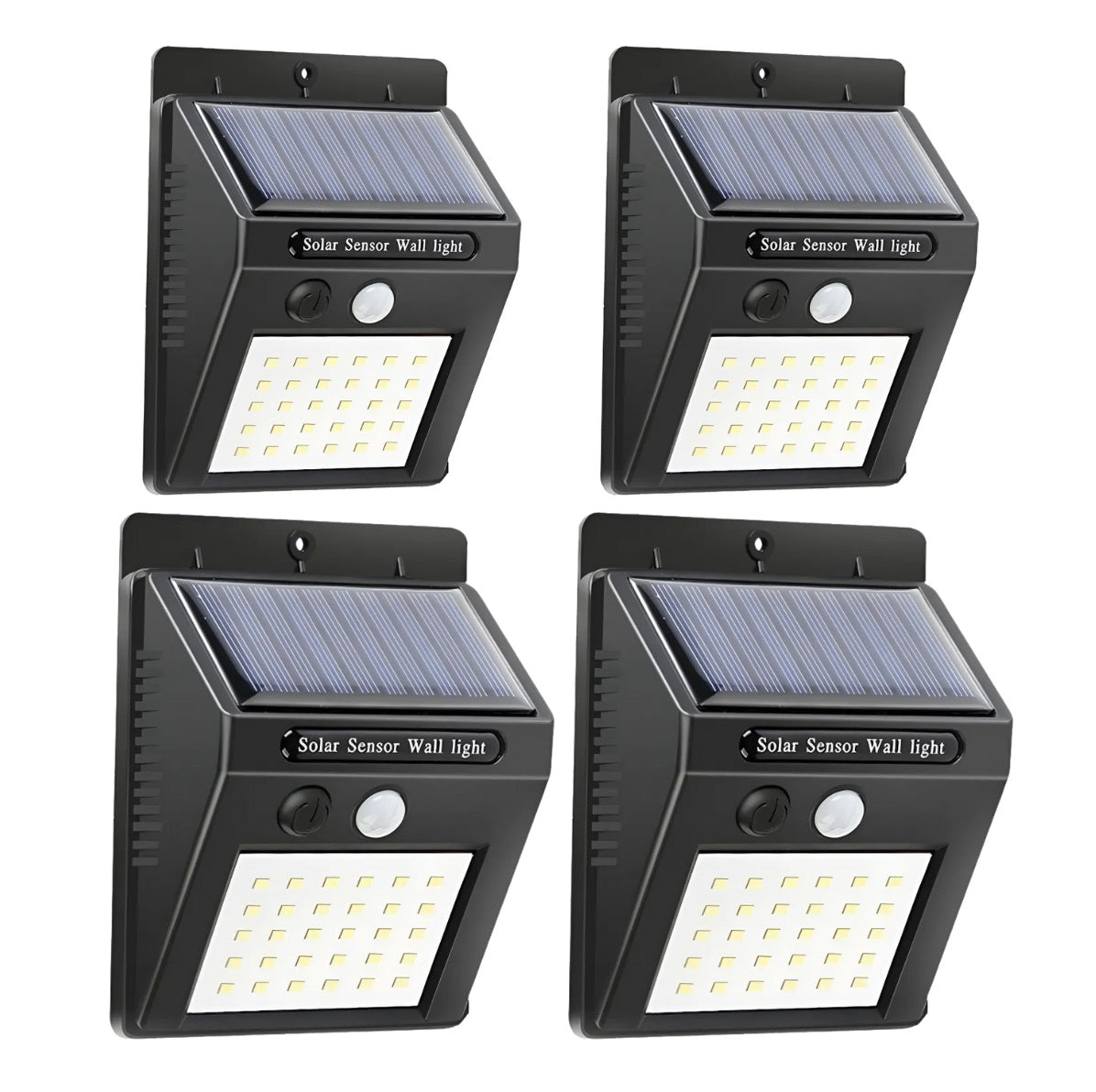 Pack X4 Luz Led Aplique Solar 5w 3000k Luz Cálida Negro