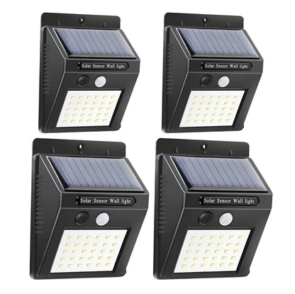 Pack X4 Luz Led Aplique Solar 5w 3000k Luz Cálida Negro