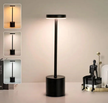 Lámpara Led Recargable Omio Touch Táctil 3 Tonos De Luz Negro
