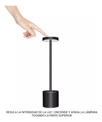 Lámpara Led Recargable Omio Touch Táctil 3 Tonos De Luz Negro