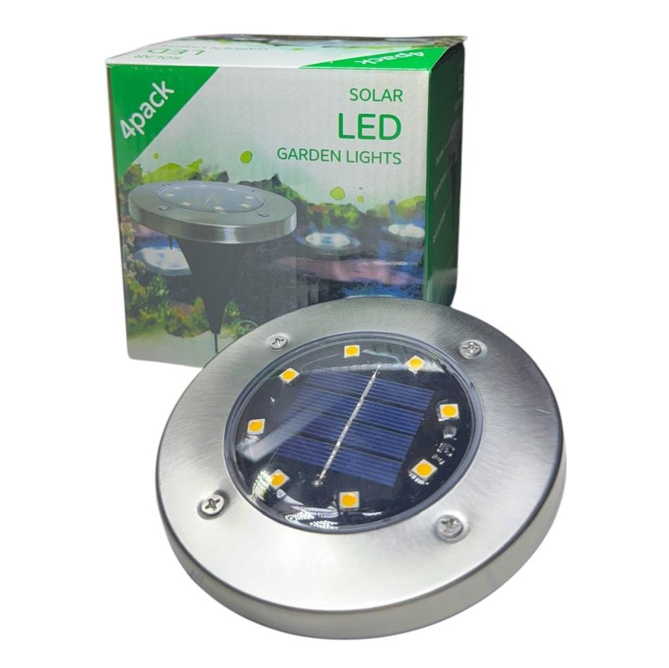 Luminaria Solar Piso Omio Led Cálidos Para Jardín Pack De 4