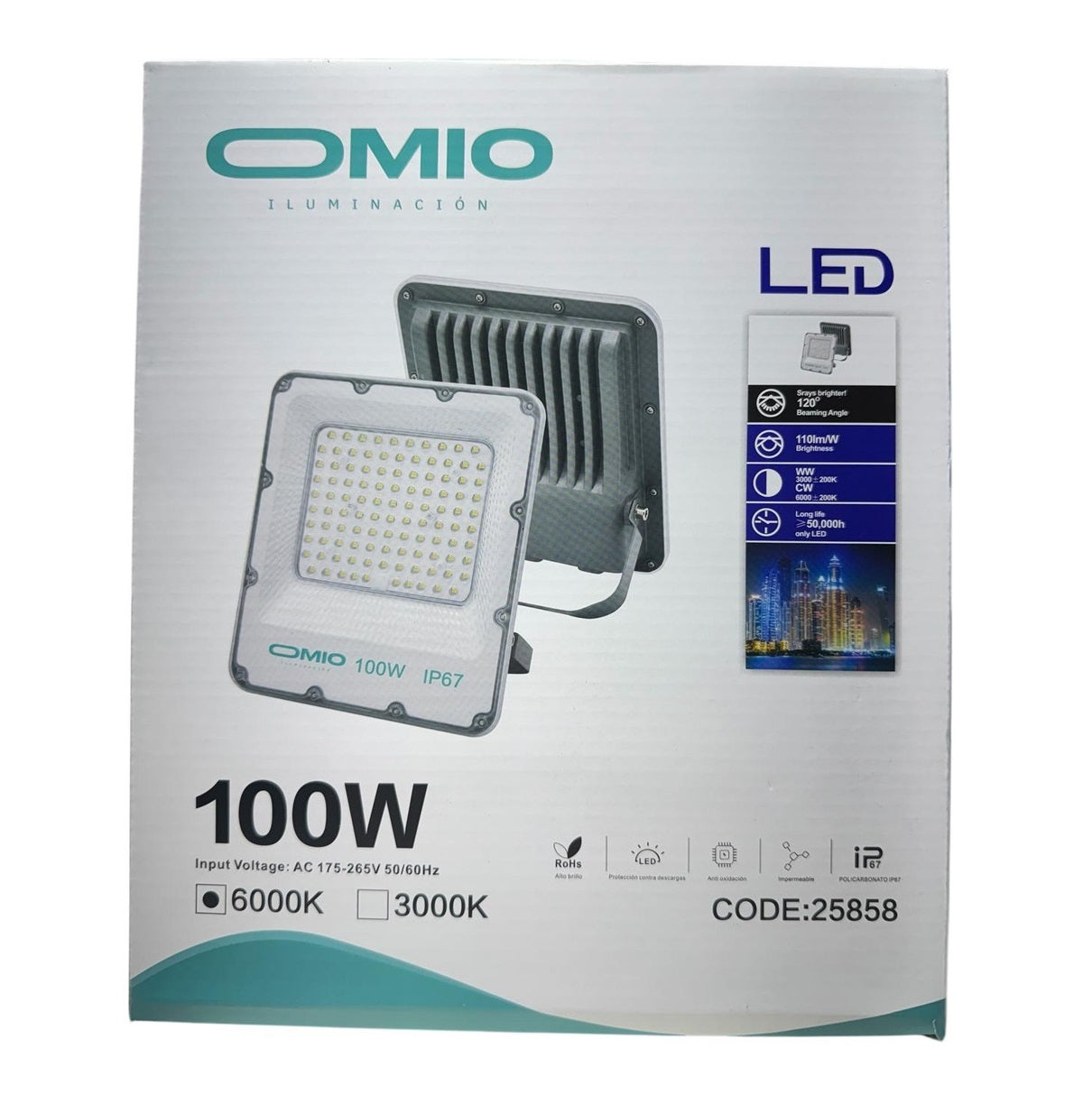 Reflector Led Omio 100w Policarbonato Frío/cálido/neutra