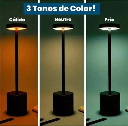 Lámpara Led Recargable Omio Touch Táctil 3 Tonos De Luz Negro