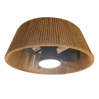 Lampara Ventilador Techo Rattan Led 3 Tonos Timer Revers