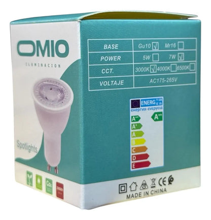 Lámpara Led Dicroica Omio Gu10 7w Cálida 3000k