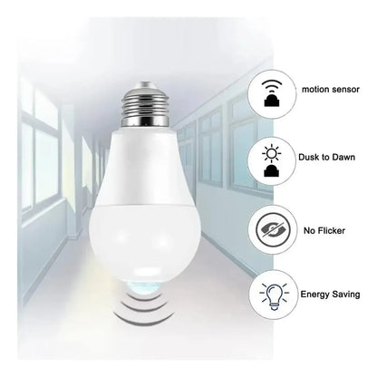 Lámpara Bulbo Led 7w Frío Sensor De Movimiento Y Fotocelula