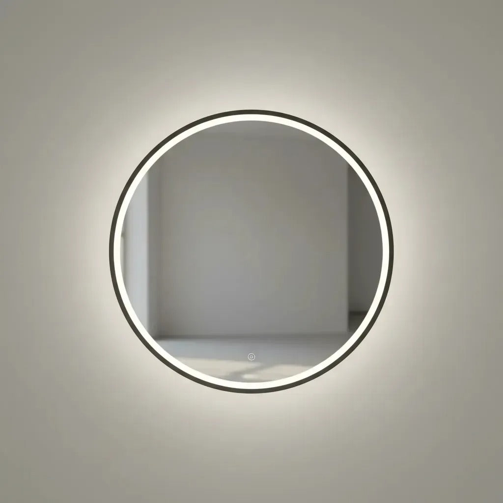 Espejo Redondo Omio Led Con Luz Ajustable 59.5cm Moderno
