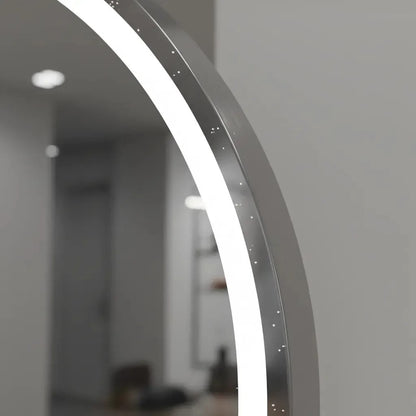 Espejo Redondo Omio Led Con Luz Ajustable 59.5cm Moderno