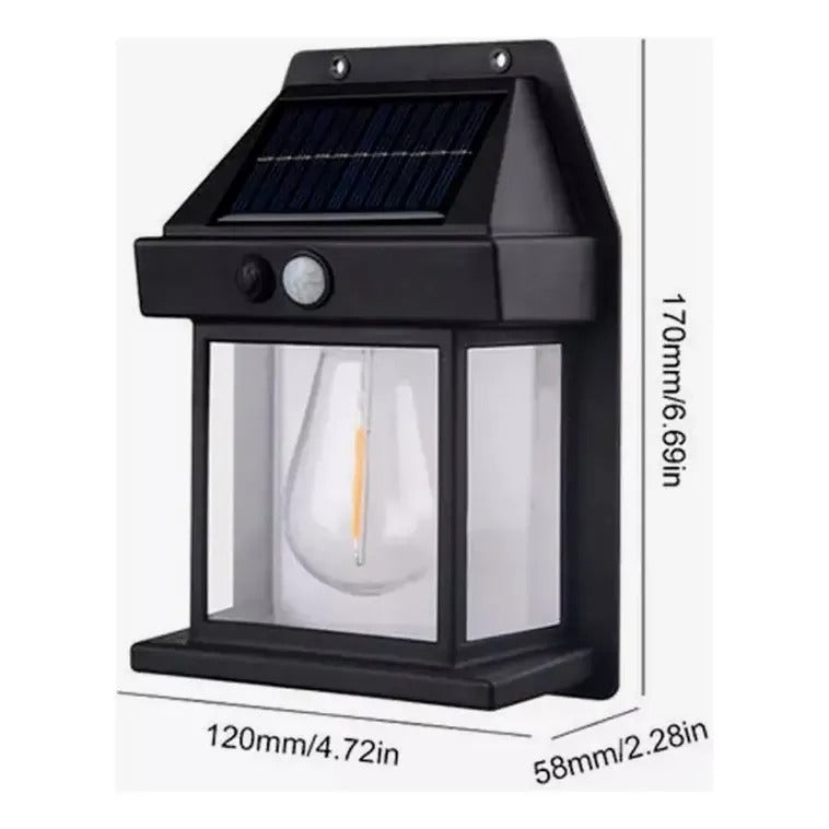 Lámpara Farol Solar Colonial Cálida Exterior Sensor Mov Omio